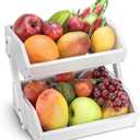 G.a HOMEFAVOR Fruit Basket for Kitchen, 2-Tier Fruit Bowl for Kitchen Counter, Vegetable Storage Stand for Fruit Shop, 15 mm Thickness (WHITE)