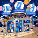 Yalikop 3 Pcs One Letter Fillable DIY Tray Food Box 10 Inch Charcuterie Board Letters Cardboard Serving Trays for Food 1st Birthday Anniversary Party Dessert Table Photo Props(Space Theme)