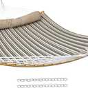Sunnydaze Outdoor Hammock with Spreader Bar - 450-Pound Capacity Curved Spreader Bar Hammock - Neutral Stripe
