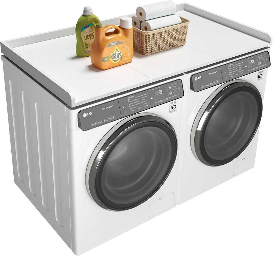 Ulif Over Washer and Dryer Countertop, Melamine Frosted Surface for Laundry Room Storage and Organization, 27.5" W x 54" L x 2.6" H, White Splice Type