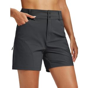 MAGCOMSEN Womens Hiking Cargo Shorts Golf Athletic Lightweight Water Resistant Shorts with Pockets for Summer 5 Inch (Gray, XL)