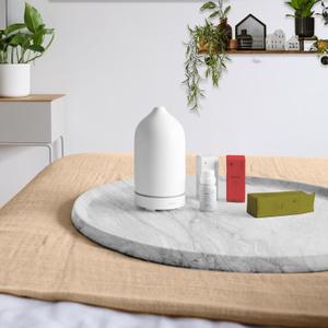 LUANT Circular Marble Stone Decorative Tray for Counter, Vanity, Dresser, Nightstand or Desk, Diameter 8 Inches (Gray)