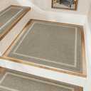 COSY HOMEER Stair Landing Rug 30x30 Inch, Non-Slip Square Landing Mat for Wood Steps Indoor, Washable Polyester with TPE Backing, Beige