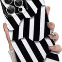 for iPhone 16 Pro Max Case, Cute Irregular Black and White Stripes Pattern Aesthetic Design, Camera Lens Protection Slim Soft TPU Shockproof and Anti-Scratch Protective Cover for Girls Women