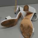 PARTY Women's Chunky Block Heels Open Toe Ankle Strap 3 Inch Heeled Sandals Comfortable for Wedding and Prom (5.5, White Pu)