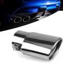 UGSHY 1 PC Car Tail Throat Exhaust Pipe, 5.5In x 2.5In Metal Vehicle Modification Muffler Tailpipe, Universal Durable Straight Automotive Tail Pipe Accessories for Truck SUV (Bright Silver)