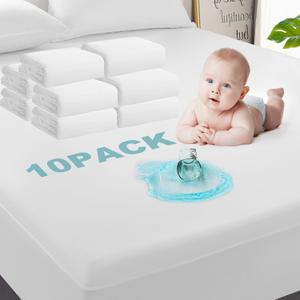 GRT 10 Pack 100% Waterproof Mattress Protector Twin Size, Breathable & Noiseless Waterproof Mattress Cover Fitted Deep Pocket from 5" to 19", Smooth Washable Twin Bed Protector - Vinyl Free