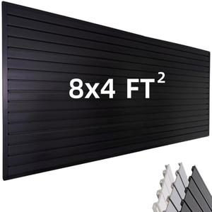 FRAYSCENT Slat Wall Paneling Garage Wall Organizer, Slatwall Panels Garage Tool Organizer Wall Mount Garage Slat Wall Storage Systems, Slat Board PVC Wall Panels Garage Storage (Black, 8ftx4ft)