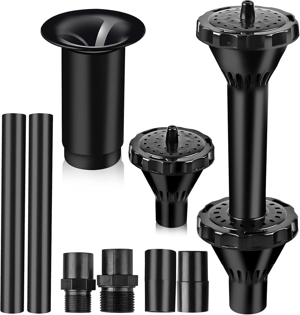Fountain Nozzle Kit Plastic Fountain Water Spray Heads for Small Ponds in 3 Fountain Patterns: Blossom, Mushroom and Two-Tier Patterns (Size L)