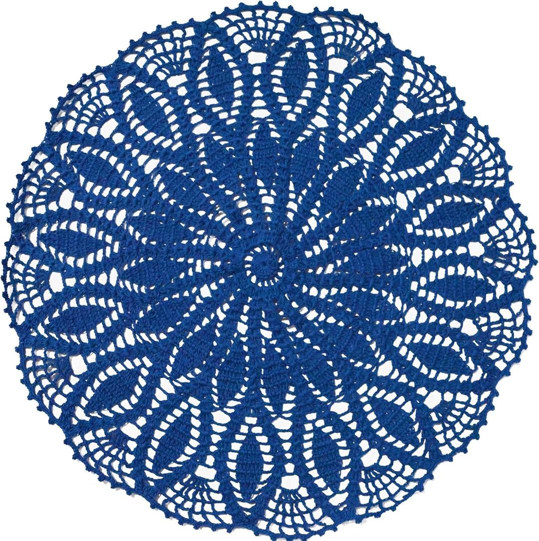 SUNONE11HKA 22 Inch Table Placemat Kitchen Round Decor Doily Washable Tablecloth Doilies (Denim Blue)