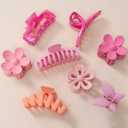 8PCS Flower Clips for Women, Thick Hair Accessories with Multi-Styles, Neutral Colors and Variety Pack, Ideal for Girls (8PCS(Pink/Orange))
