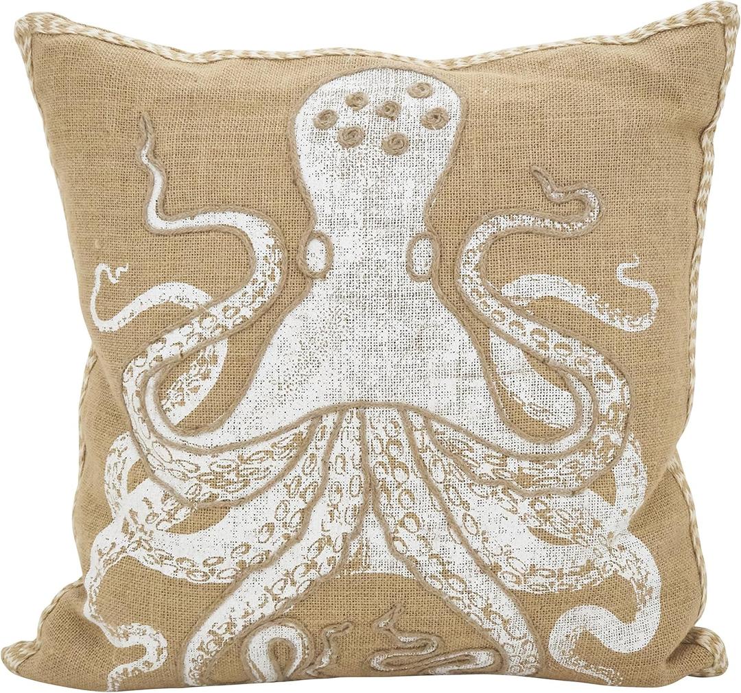 SARO LIFESTYLE Neptunian Collection Down Filled Octopus Throw Pillow, Octopus, 20" 