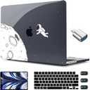 CISSOOK Compatible with MacBook Air 13.6 Inch Case 2022 2024 2025 2026 Model A2681 A3113 A3240 A3449, Black Space Hard Shell with Keyboard Cover for MacBook Air 13 M2 M3 M4 M5, Astronaut