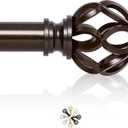 TVWOO Bronze Decorative Farmhouse Curtain Rods:18-45 Inch Adjustable Heavy Duty Single Window Curtain Rod for Bedroom Living Room,Bronze Boho Rustic Drapery Rods with Vintage Twist Finial Easy Install
