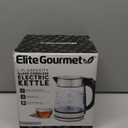 Elite Gourmet EKT-602 Electric BPA-Free Glass Kettle, Cordless 360 Base, Stylish Blue LED Interior, Handy Auto Shut-Off Function Quickly Boil Water For Tea & More