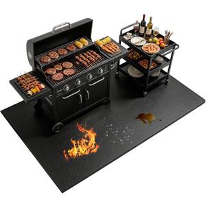 Large 90 x 52 inches Under Grill Mats for Outdoor Grill | Double-Sided Fireproof | Waterproof | Oil-Proof | Easy to Clean | Indoor Fireplace/Fire Pit Mat | Premium BBQ Mat for Deck Patio Lawn