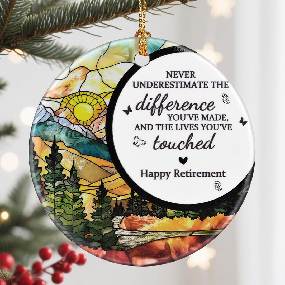 Retirement Gift - Retirement Gifts for Women, Men - Retired Ornament - Retired Gifts for Coworker, Boss, Employee, Teacher, Nurse - Ceramic Christmas Ornament Keepsake - Christmas Tree Ornaments - C