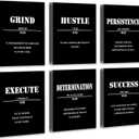 Drsoum Inspirational Office Wall Art - Motivational Quotes for Living Room - Encouraging Canvas Posters for Bedroom - Sayings for Wall Decor - 8 x10 x6 PCS (FRAMED)