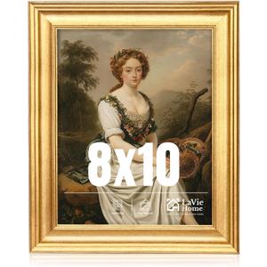 LaVie Home 8x10 Picture Frames (1 Pack, Gold) Photo Frame Set with Tempered Glass for Wall Mount & Table Top Display
