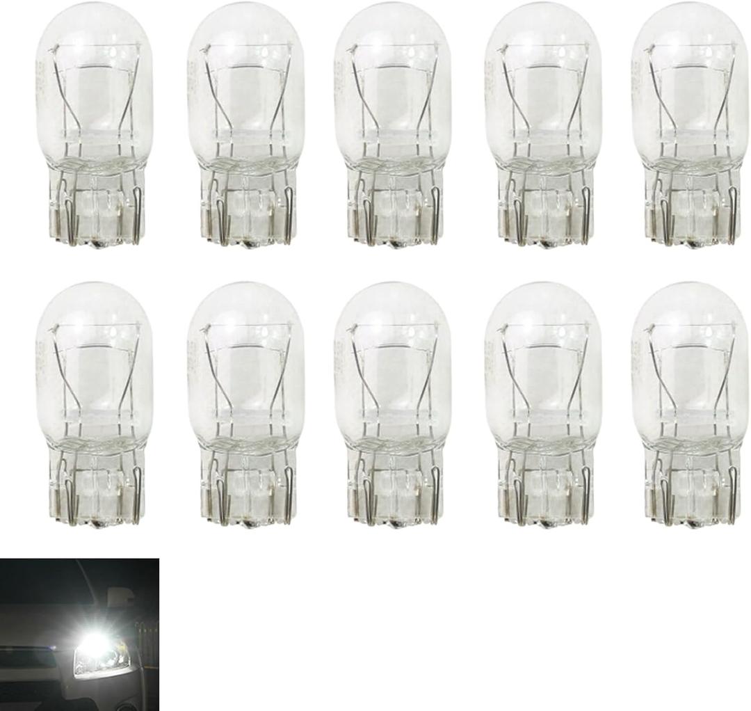 10 PCS Car T20 1891/7443 Brake Bulb, Waterproof Lamp Housing Double Filament Bulb, Miniature Light Reverse, Parking, Tail Light, Plug and Play, Replacement for Cars, Trucks, SUVs (White)