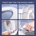 Elongated Toilet Seat with Slow Close Seat, Easy Clean, Suitable Standard Elongated or Oval Toilet with Thickened Plastic Lid, Plastic, White