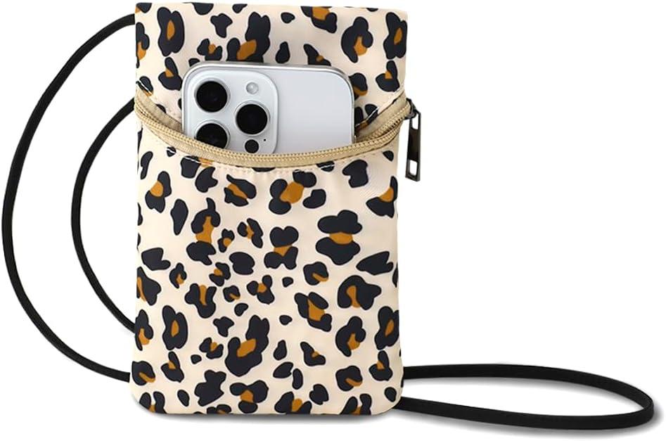 Small Crossbody Women Cell Phone Purse Wallet Bag With Shoulder Strap (Leopardprint/Polyester)