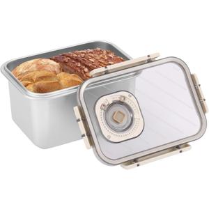 Bread Box for Homemade Bread, Time Recording Bread Storage Container with Lid, Airtight Fresh Bread Holder bin For Kitchen Countertop, Dishwasher Safe, 7.3x4.9x4.3 Inch