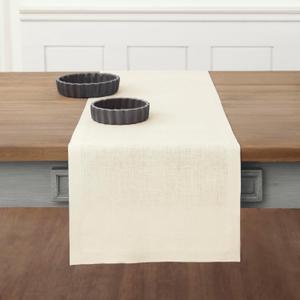 Solino Home Linen Ivory Table Runner 60 Inches - 100% Pure Linen Small Table Runner 14 x 60 Inch Ideal for Dresser and Coffee Tables - Summer - Fete