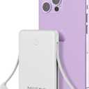 Miisso 6000mah Ultra Slim Built in Cables Power Bank, Card Size Built in USB C Cords Battery Pack Portable Charger for Phones, 3 Output External Battery Pack Compatible with iPhone, Snow White