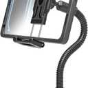 Metal Gooseneck Spin Bike Tablet Holder, Fit for 6.1-15.6" Devices, Adjustable Handlebar Mount for Indoor Cycle, Stationary Bicycle, Elliptical, Peloton, Compatible with iPad Pro/Air/Mini