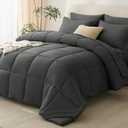 CozyLux Full Size Comforter Sets Dark Grey - 7 Pieces Bed in a Bag Full, Oeko-Tex Certified Bed Set, All Season Soft Bedding Set with Down Alternative Comforter, Sheets, Pillowcases & Pillow Shams