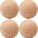 SEUNMUK 4 Pieces 3 Inch Wooden Round Balls, Unfinished Natural Wood, Replacement for Glass Wine Decanters and Top, DIY Decorative Wood Crafting Hardwood Balls
