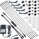 Litever Under Cabinet Lighting Kit, 6 PCS 20 Inches Flexible LED Strips, 24W, 1800 Lumen, Warm White 2700K. Suitable for Kitchen Counters Book Shelf Closet Showcase Workshop-(6-Strip-2700K)