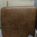 HomePop Upholstered Counter Stool, 24-Inch, Cognac Brown Faux Leather