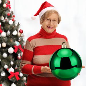 Poen 12 Pcs Jumbo Shatterproof Hanging Christmas Tree Ornament - Extra Large 6 Inch Vintage Red Green Big Christmas Ball Ornament for Xmas Tree Porch Yard (Vivid Style)