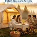 Inflatable Camping Tent for 3-5 Person, Quick Setup Blow Up Tent with Hand Pump, Waterproof 4 Season Air Glamping Tent with Skylight, Mesh Windows & Stove Jack, for Camping, Beach, Outdoor