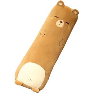 Long Plush Cute Body Pillows 27" Cuddle Stuffed Animal Shaped Bed Body Pillows Soft Cotton Plushies Doll Toy Gifts (Bear, 27 Inch)