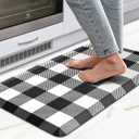 MAYHMYO Kitchen Mat Anti Fatigue Cushioned Black and White Buffalo Plaid Kitchen Rug Kitchen Floor Mat Non-Skid & Waterproof Ergonomic Comfort Standing Desk Mat for Floor Home Office Sink 17.3"x28"