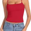 Camisole Tops for Women Sleeveless Adjustable Spaghetti Strap Tank Tops Y2K Basic Shirts(Red,Large) (Red, L)