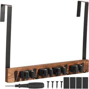Brooms Holder Space Saving Laundry Room Hanger and Storage Tool Mop Rack Hanger Wall Mounted Gardens Tool Rack Organizer Drilling-Free Mop Holder