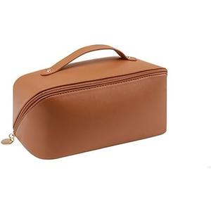 personalized Makeup Bag for Women - Customized Large Travel Cosmetic Bag with Initial and Name - Premium PU Leather Toiletry Bag with Compartments and Handle for Travel Essentials & Gifts