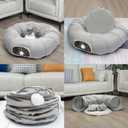 AUOON Cat Tunnel Bed for Indoor Cats - Large Cat Donut Tunnel with Hanging Ball Toy, Collapsible 2-in-1 Multifunctional Interactive Cat Toy for Kitten, Puppy, Rabbit, Ferret (Light Grey)