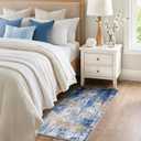 RELEANY Washable Area Rugs 2'x5' Non-Slip Modern Abstract Soft for Living Room Entryway Bedroom Kitchen, Print Pattern, Grey Blue Gold/Golden