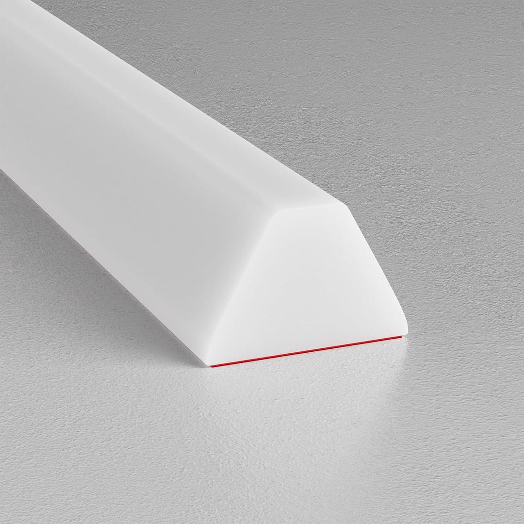 67 Inch Collapsible Shower Water Dam, Shower Threshold Water Dam Shower Barrier, Dry and Wet Separation Door Dam Water Stopper Kitchen Shower Threshold Silicon Water Blocker(Mini Trapezoid) (White)