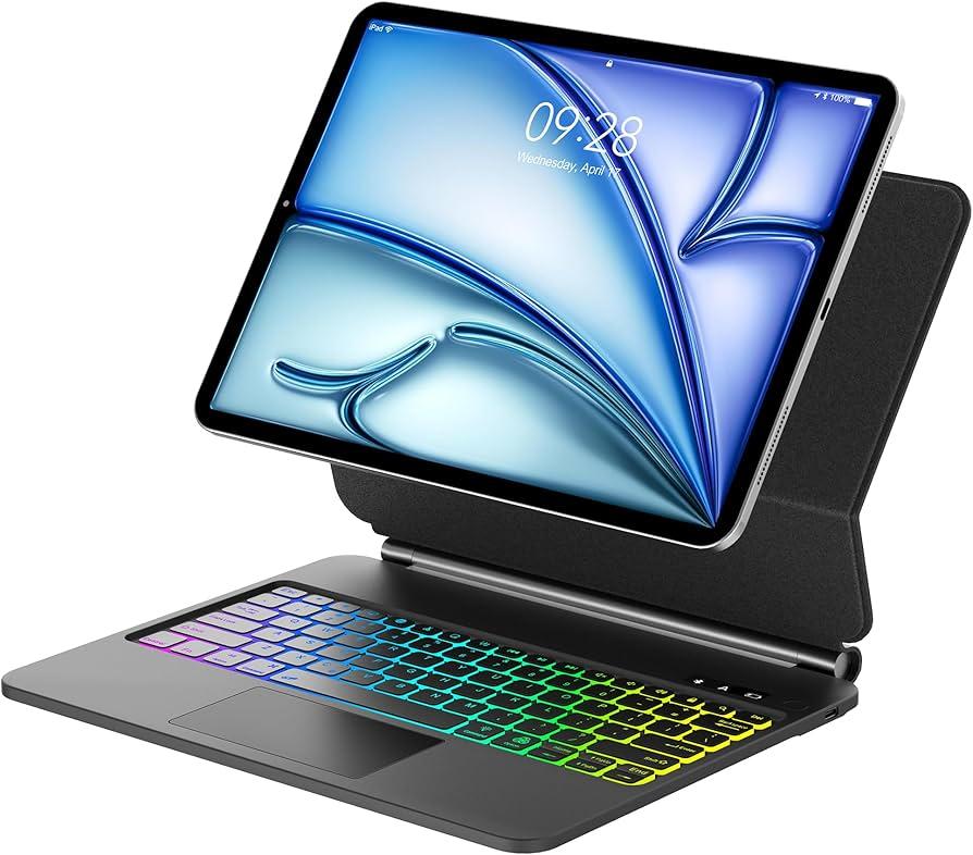 Magic Keyboard for iPad Air 13 Inch (M3/ M2) & for iPad Pro 12.9 (6th, 5th, 4th, 3rd Gen) Case Keypad, Upgraded Trackpad Keyboard for Pro12.9 2018-2022 with Backlight, Floating Cantilever Stand, Black