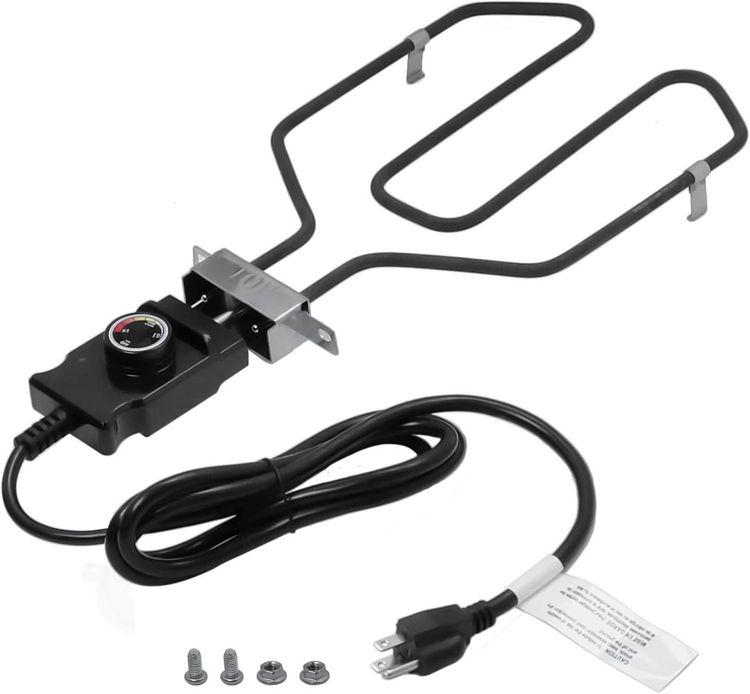 Upgrade 1650W Electric Smoker Heating Element with Adjustable Thermostat Controller, Universal Replacement Parts for Smoke Hollow, Charbroil, Dyna-Glo, Masterbuilt, Cuisinart etc Electric Smoker Grill