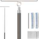 Shower Squeegee for Glass Doors, Telescopic 2-in-1 Squeegee for Window Cleaning with Microfiber Scrubber for Bathroom, Tile Wall, Car Windshield
