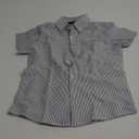JOGAL Boys Button Down Shirt Short Sleeve Oxford Dress Shirts Casual Striped Tops for 6-14 Years (Navy)