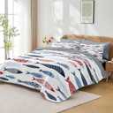 Pamnest King Quilt Set, 7 Pieces Fish Nautical Bedding, Bedspread