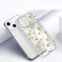 luolnh Compatible with iPhone 14 Case for Girly Women Shockproof Clear Plant Pattern Hard Back Cover for iPhone 14 6.1 inch 2022(Green Chrysanthemum)